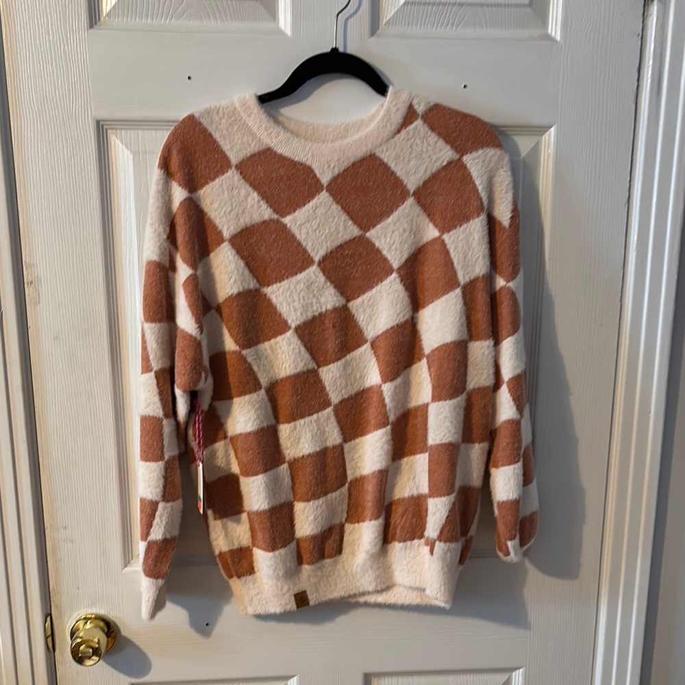 Simply Southern Orange and Cream Sweater